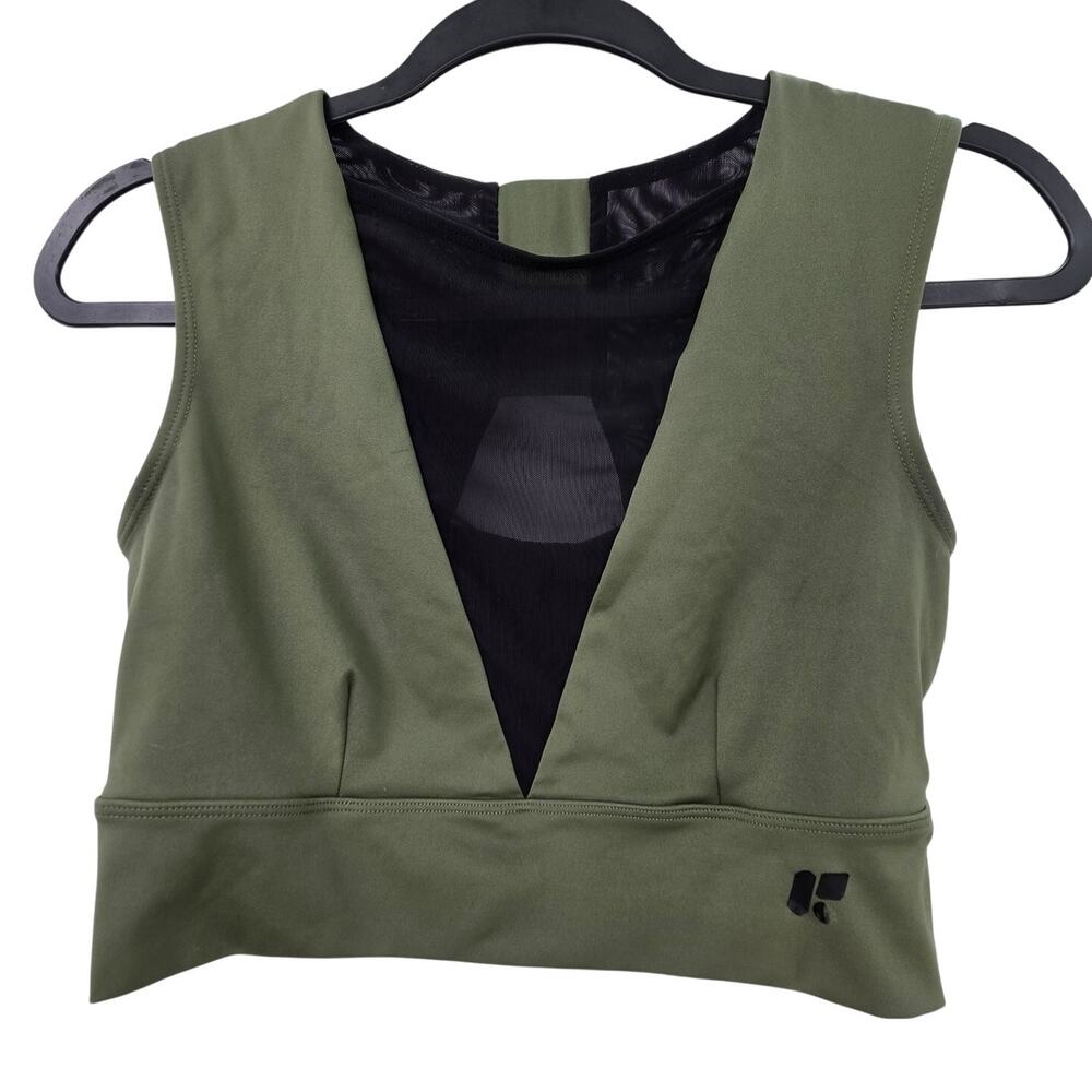 Forme Mesh Front Green And Black Sports Bra Large